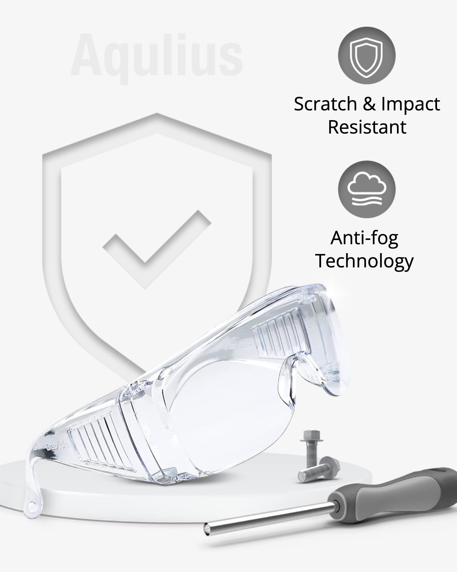 Aqulius Schutzbrille über Brille (beschlagfrei und kratzfest), transparenter Augenschutz - OTG-Sicherheitsbrille