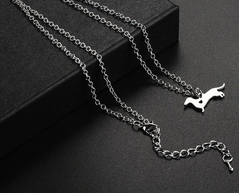 Art Attack Stainless Steel I Love My Dachshund Chain Necklace, Dog Lover Heart Pet Puppy Rescue Charm Pendant (Silver) - Image 2