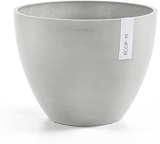 Ecopots Antwerp Durable Modern Round Indoor/Outdoor Recycled-Based Compo...