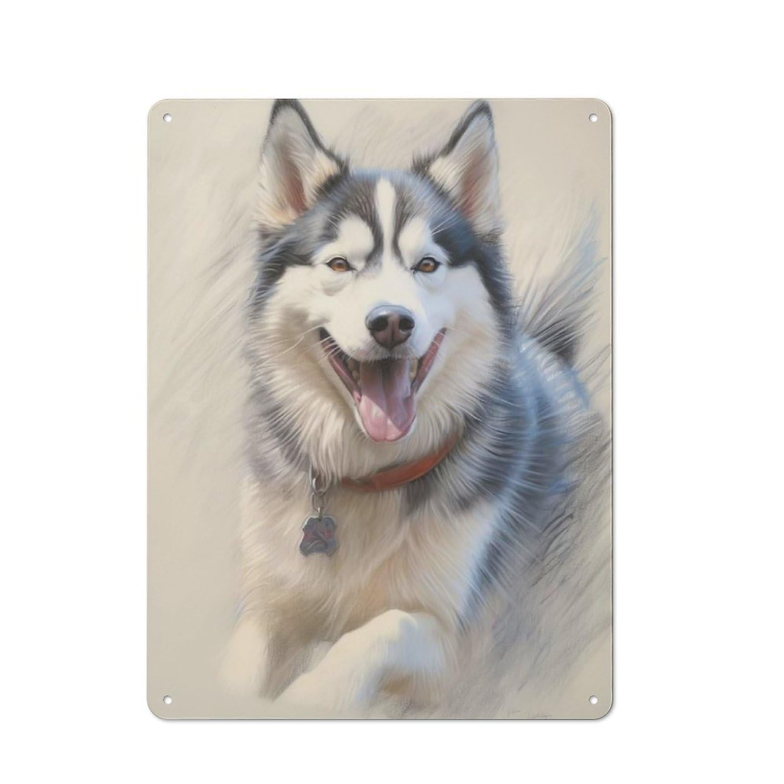 Junmoney Siberian Husky Sketch Retro-Style Metal Plaque 40X30cm For Garage Or Workshop, For Garage, Workshop And Man Cave Decoration