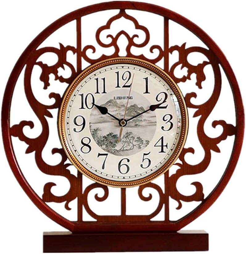 Table Clock Chinese Clocks and Watches Wood Table Clocks Table Clocks Living Room Home Clocks Simple Modern Silent Desktop Desktop Ornaments Shelf Clock (Color : A)