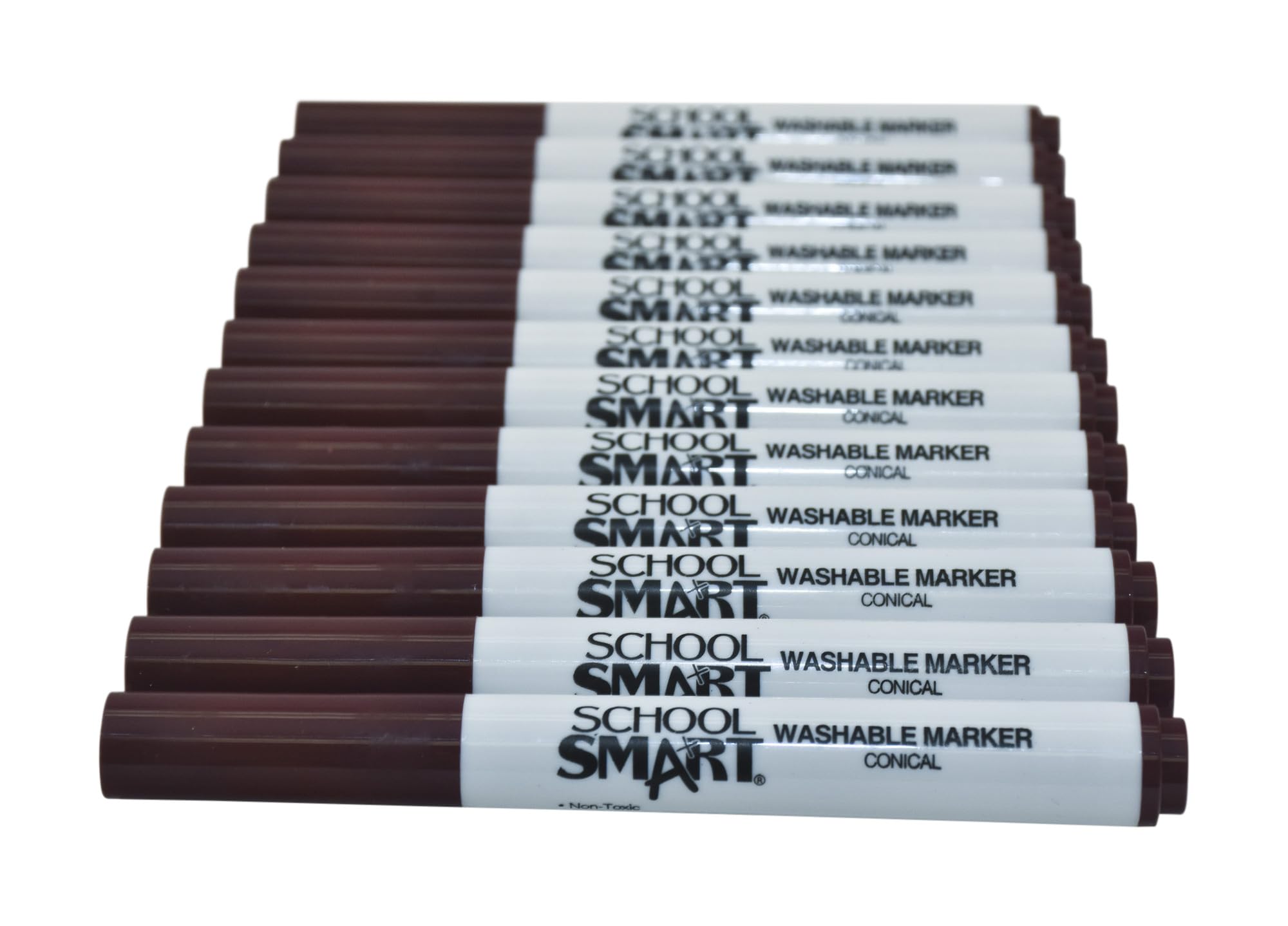 School Smart Washable Art Markers, Conical Tip, Brown, Pack of 12 - Image 2