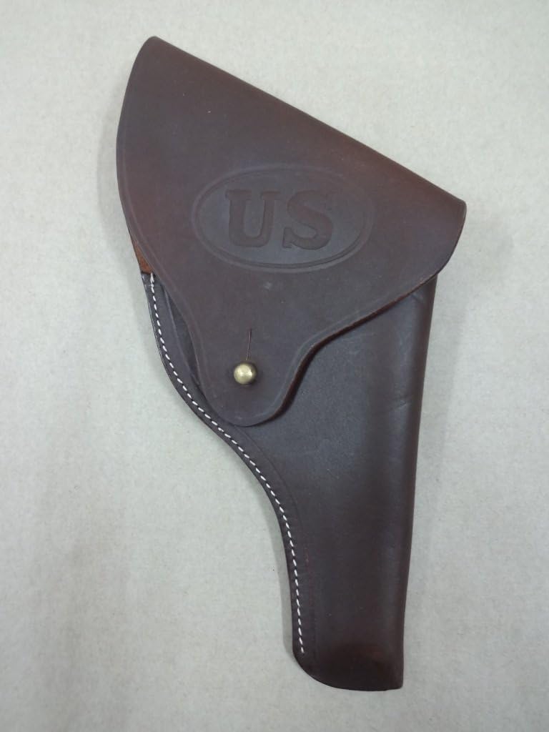 warreplica US Smith & Wesson Victory Model Revolver Holster Full Flap US Embossed in Brown Leather .38 Special Model 10