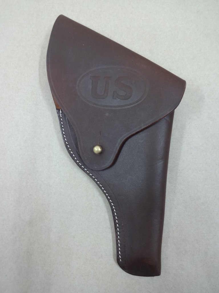 US Smith & Wesson Victory Model Rewolwer Kabura Pełna klapa US Wytłoczona w brązowej skórze .38 Model specjalny 10