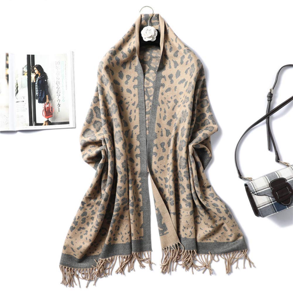 Bufanda Bufandas con Estampado De Leopardo Mujer Bufanda De Cachemir De Invierno Borlas De Moda Chal Y Abrigo Espesar Calentador Pashmina Manta Bufanda