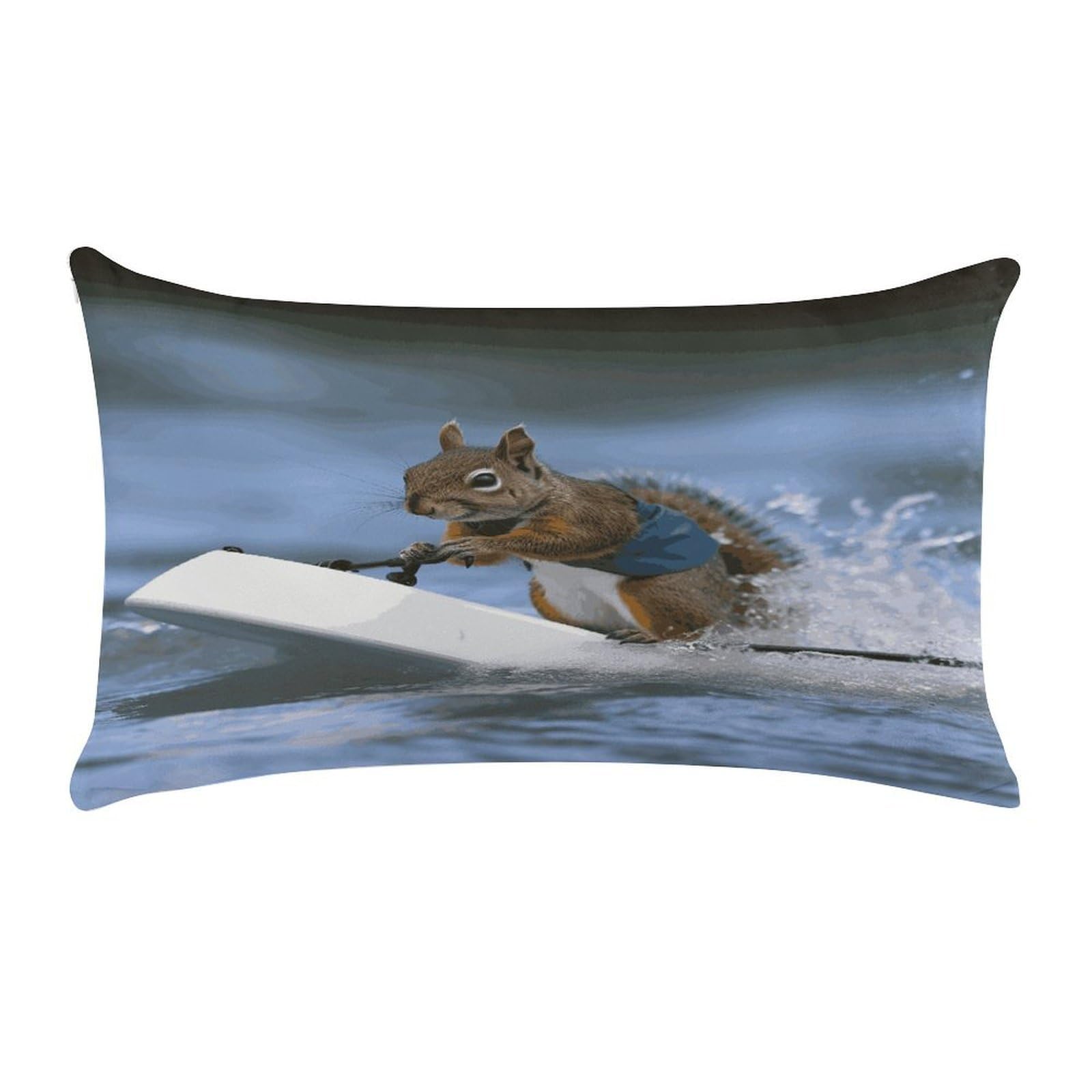 LDGSUPH Water Skiing Squirrel Throw Pillow Cover with Zipper Long Throw Pillow Case Anti-Fading Pillow Protector Super Soft Decorative Cushion Case Exquisite Plush Pillowcase12 X 20 in