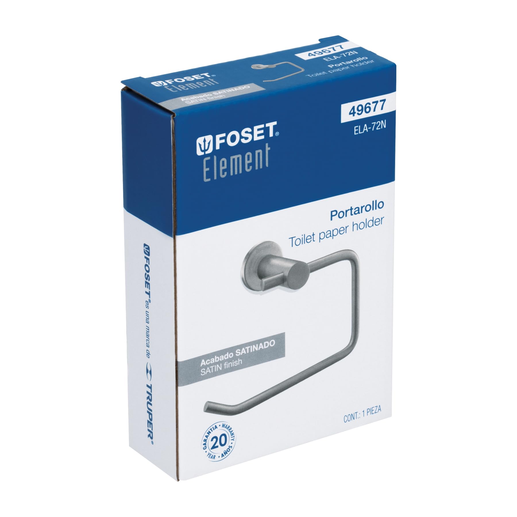 Foset Toilet Paper Holder, Plastic, Modern, Satin Finish