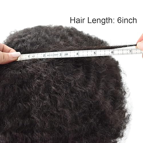Miniatura 3 de Afro Toupee para hombres negros, unidad de pelo rizado rizado de poliuretano inyectado, piezas de piel fina humana de onda completa, sistema de