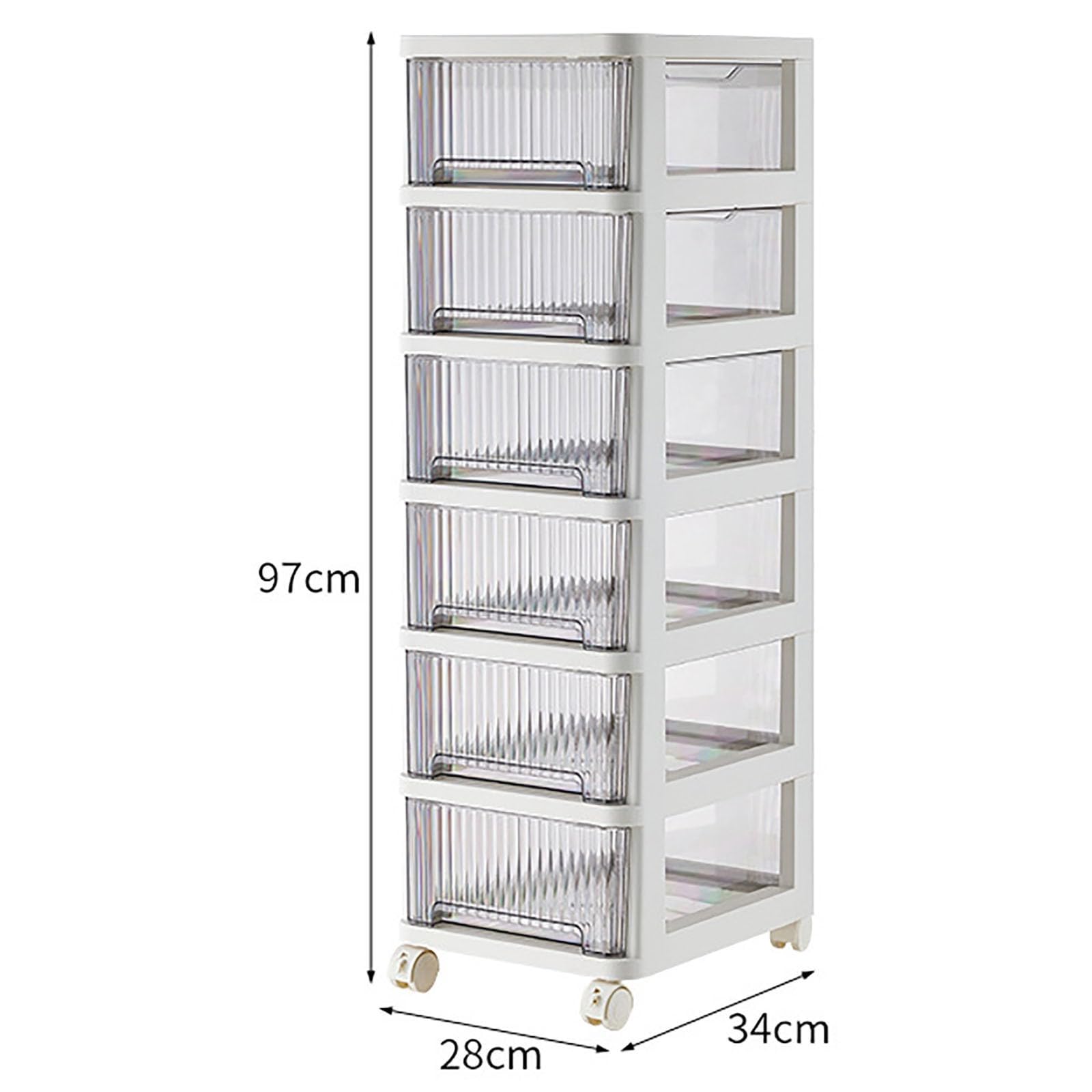 Le Plastic Sto Box con Ders Trasparente 6-Tier nizer con ruote Nessuna installazione richiesta Perfetto per Ufficio Cucina e Bagno Uso.