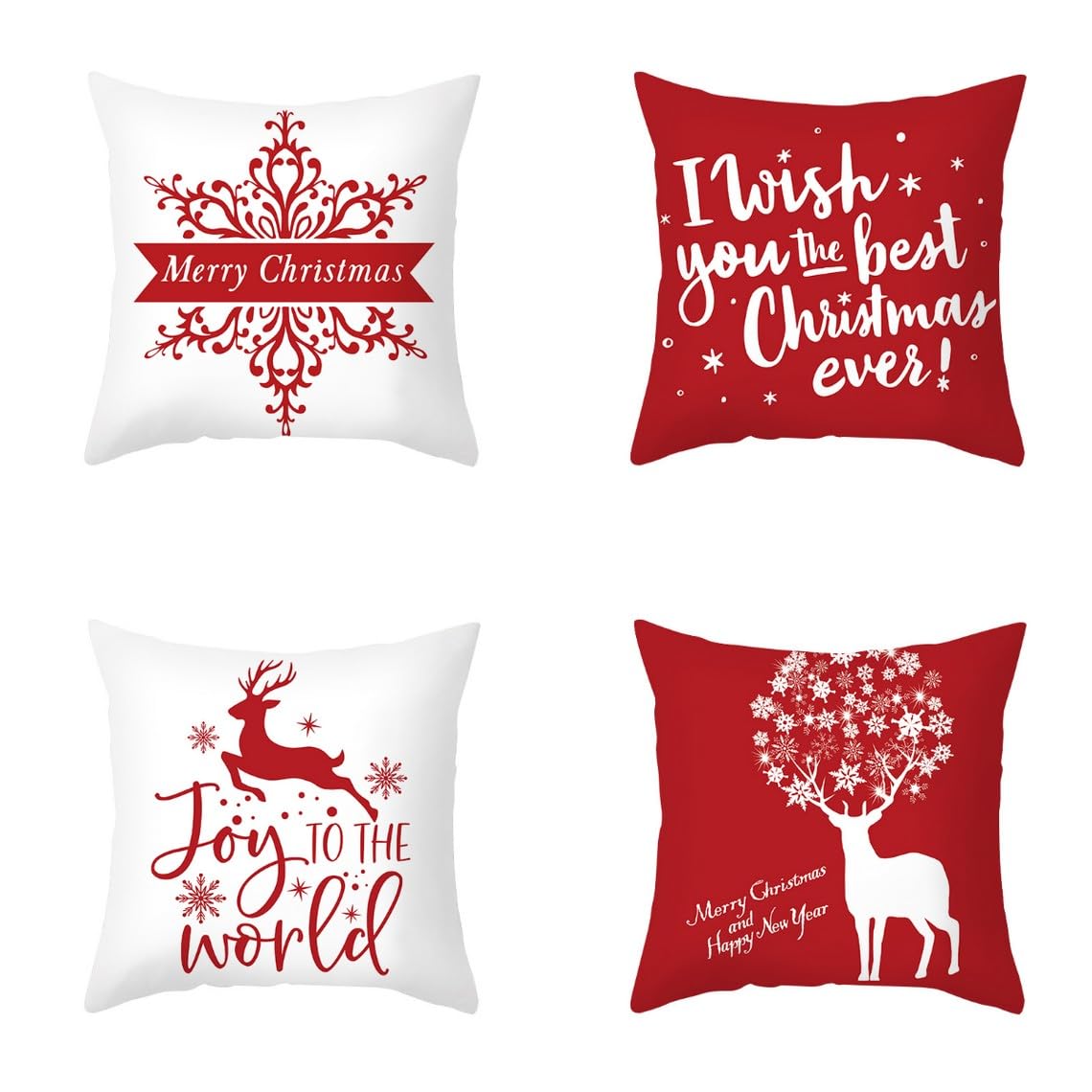 Housse de coussin 50x50cm en polyester pour canapé extérieur et jardin, lot de 4 pièces
