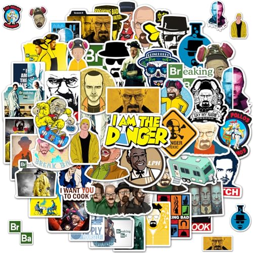 2 X 50 Pegatinas de Breaking Bad, Pegatinas de Programas de Televisión, TV Breaking Bad Pegatina, Pegatina de Vinilo Impermeables Estéticas, para Ordenador Portátil Monopatín Coche Guitarra