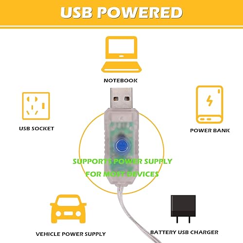 Miniatura 3 de Clmentp Guirnalda de luces LED azules, 33 pies, 100 luces LED alimentadas por USB, con control remoto, 8 modos para decoración interior y exterior