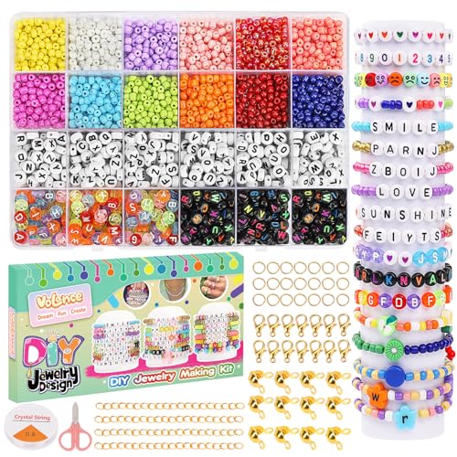 3000PCS perles pour bracelet,12 perles de verre colorées et perles lettres, bracelet de perles, meilleur cadeau d'anniversaire pour les filles
