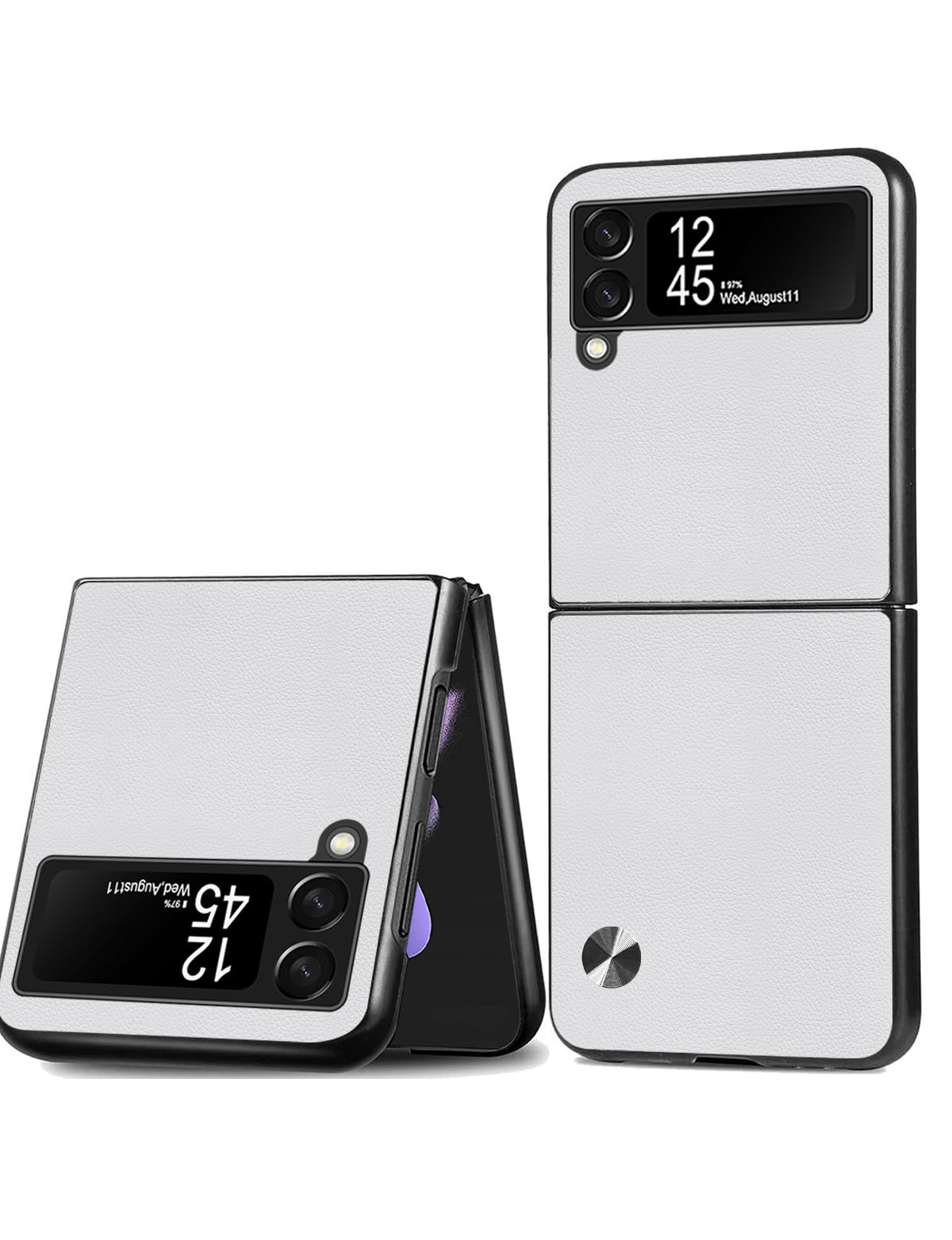 Puxssul for Samsung Galaxy Z Flip 3 Case, Soft TPU Artificial Leather case,Extremely Light Ultra-Light Camera Protection Leather Cover Case for Samsung Galaxy Z Flip 3 5G 2021 (White)