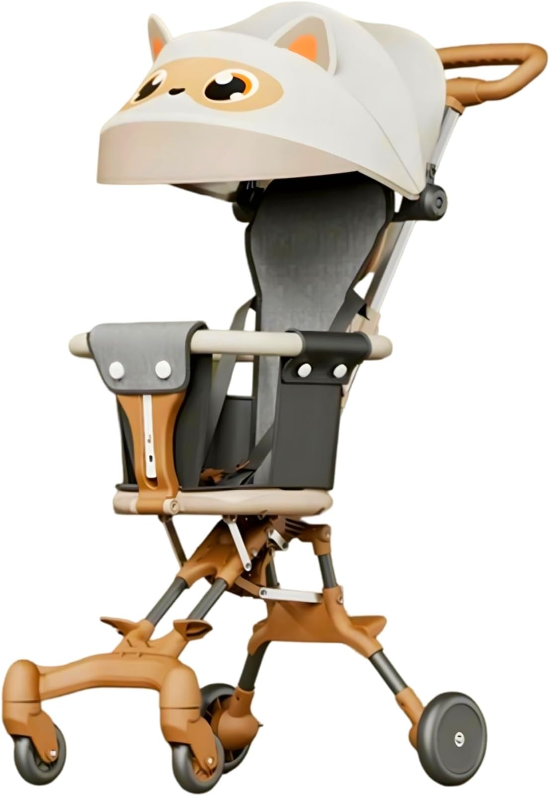 MomNess Luxury 3-in-1 Baby Stroller for 7 Months to 3 Years, Lightweight, Foldable, Chair, Safety Harness, Cushioned Seat, Ideal Toddler Trolley, Easy Travel, Carry on Plane, Air Travel (Biege Brown)