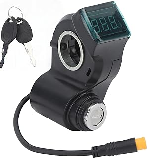 Electric Scooter Handlebar Switch Lock, 10 Inch ABS 3 Pin, Waterproof Digital Battery Power Display Switch Lock with Keys,...