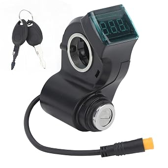 Ejoyous Electric Scooter Handlebar Switch Lock, 10 Inch ABS 3 Pin Digital Battery Power Display Switch Lock with Keys for Replacement