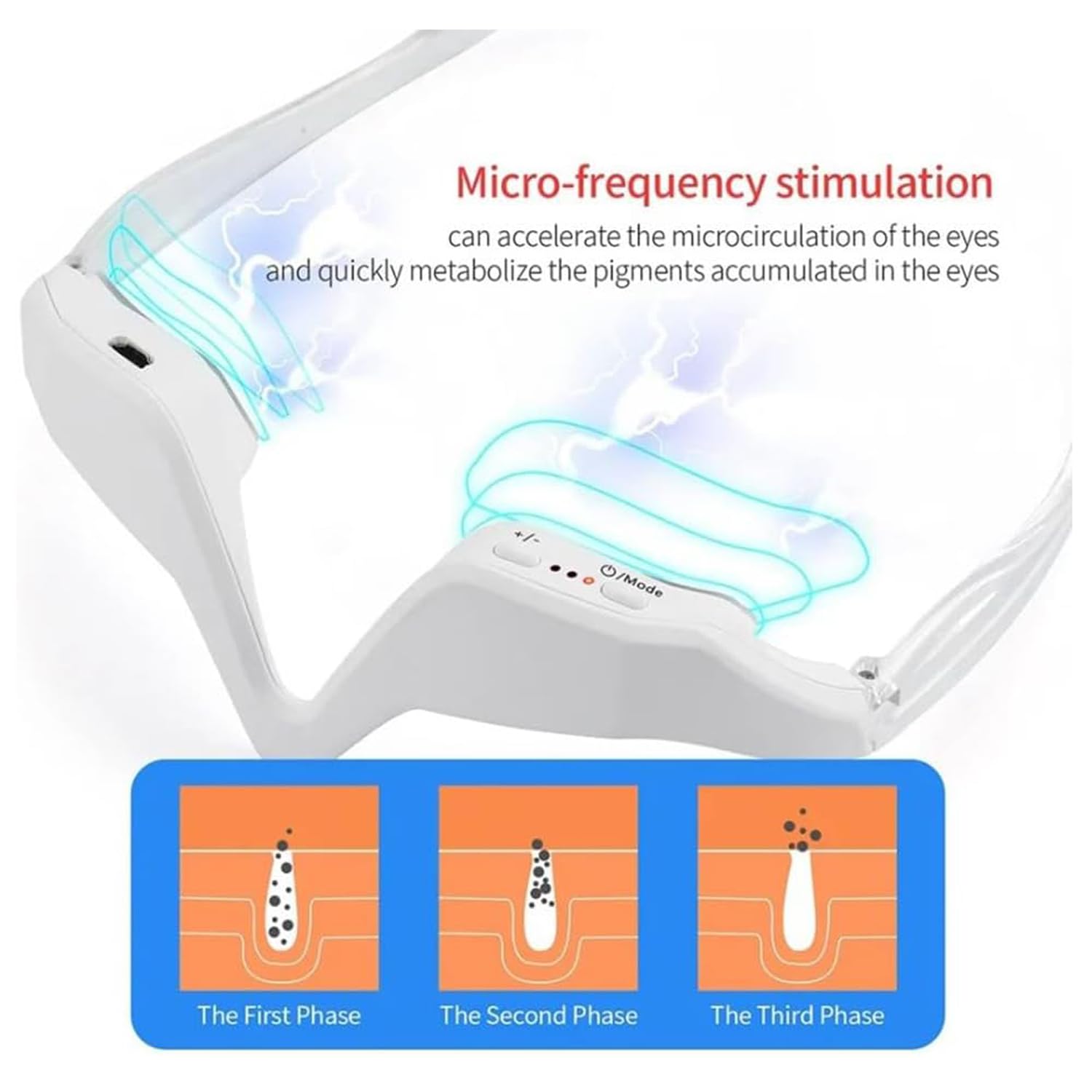 Eye Massager, Electric Eye Massager, 3D Eye Care Device with Vibration, Eye Massage Device with Heat 3 Strength Levels