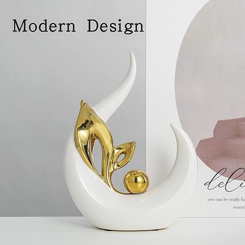 Miniatura 2 de DDIKTH Decoración para el hogar, arte abstracto moderno, estatua de cerámica, 9.84 pulgadas de alto, escultura de cerámica moderna para estantes,