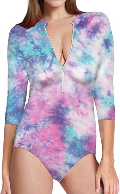 Tie dye long sleeve swimsuit Clearance