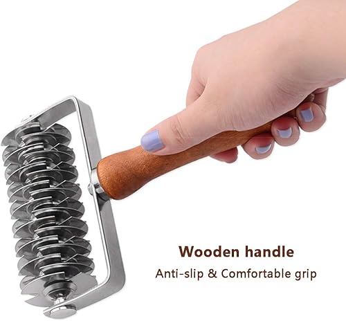 Miniatura 4 de CHUNCIN - Rodillo de entramado de acero inoxidable, para tartas de pizza, pan, galletas, pastelería, cortador de pizza, herramienta de panadería,