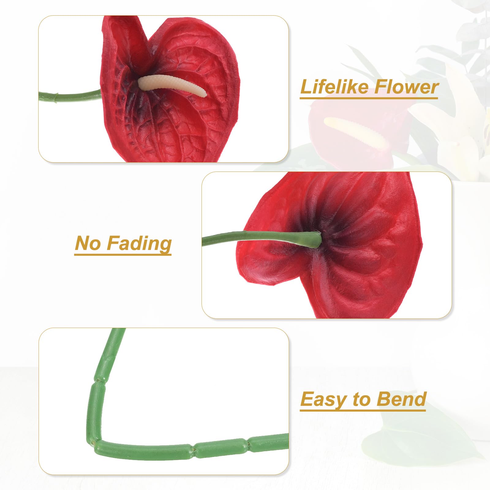 PATIKIL 13" Artificial Anthurium Lily Flowers - Image 3