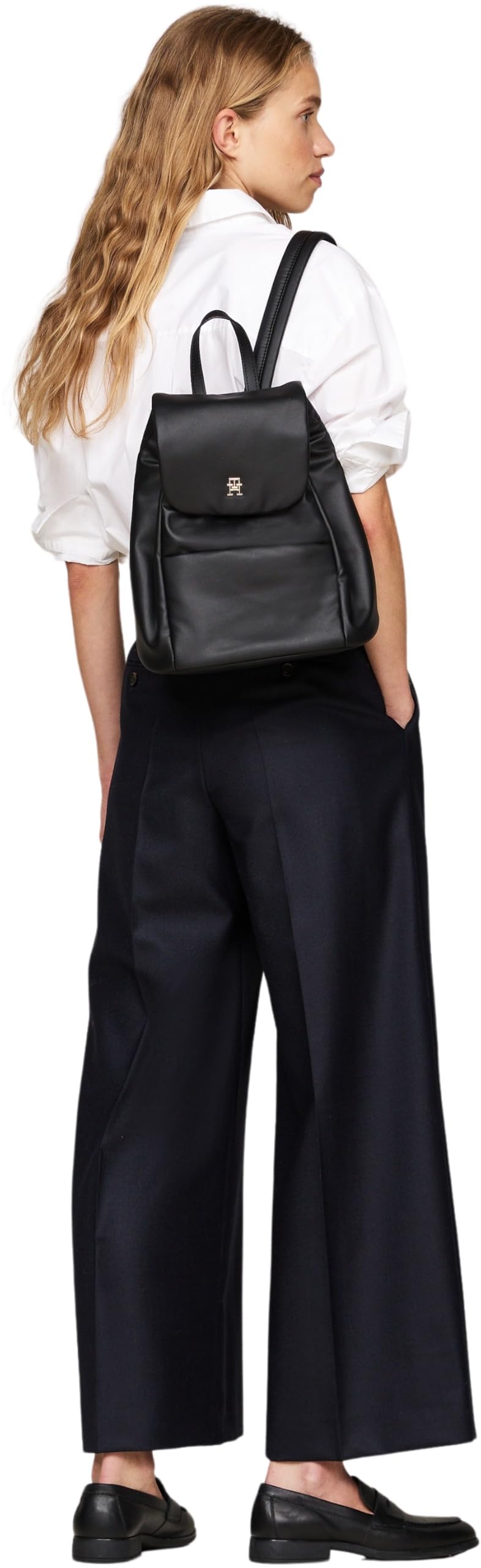 Tommy Hilfiger Donna Zaino Poppy Reform Flap Backpack con Cordoncino, Nero (Black), Taglia Unica