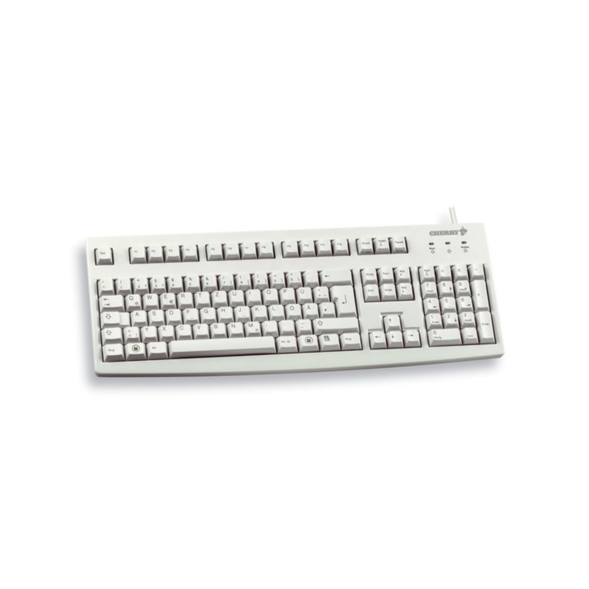 CHERRY G83-6104LUNEU-0 Tastatur kabelgebunden USB; Layout US-Englisch mit EURO Symbol QWERTY, hellgrau