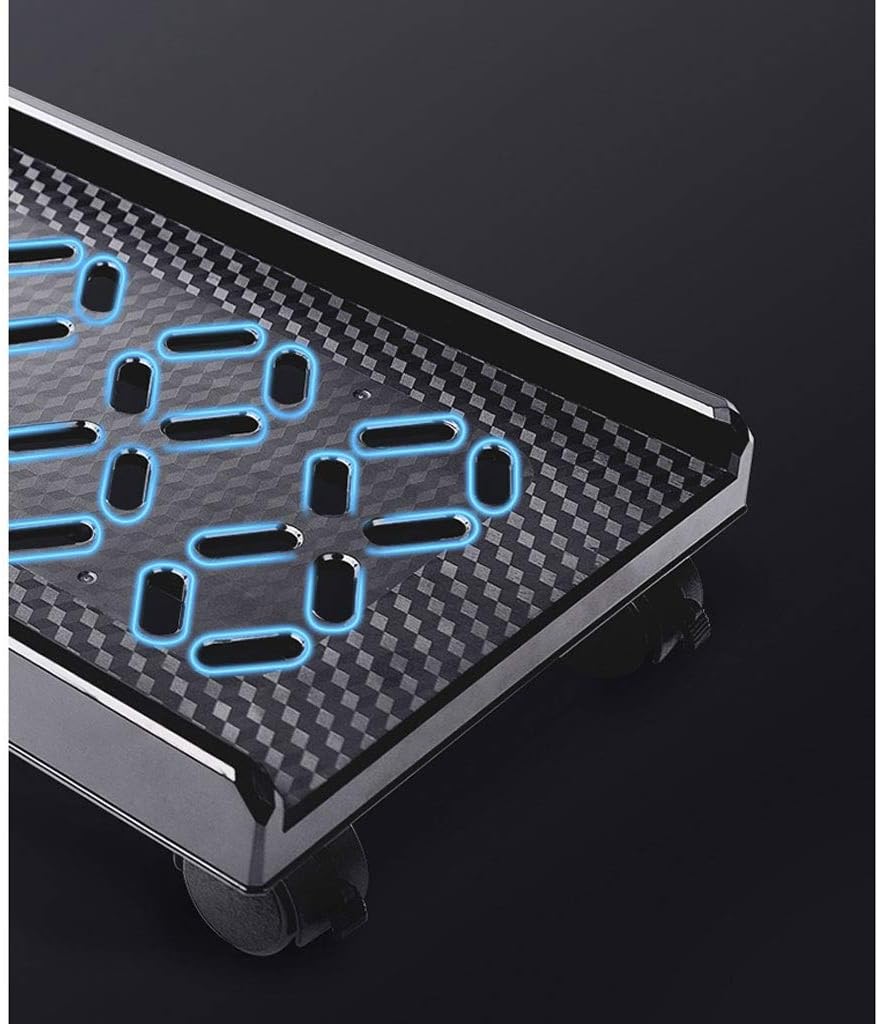 Computer Stands Movable CPU Bracket Base Tray Movable Pulley Case Shelf Home Office Simple PC Case Bracket Rack with 4 Caster Wheels 2 Colors Platforms (Color : Black) (Black)