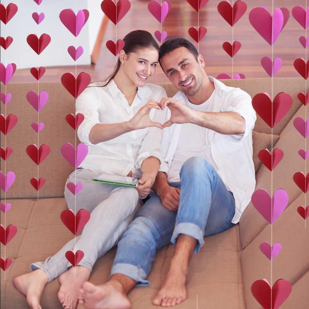 3D-Herz-Girlande Für Valentinstag – 6 Stück, Rot & Rosa, Zum Aufhängen (ohne DIY)