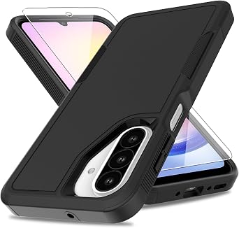 yuanming for Samsung Galaxy A17 /A26 5G Phone Case,[Military Grade Drop Tested] with Screen Protector, Dual Layer Protective Heavy Duty Non-Slip Case Black