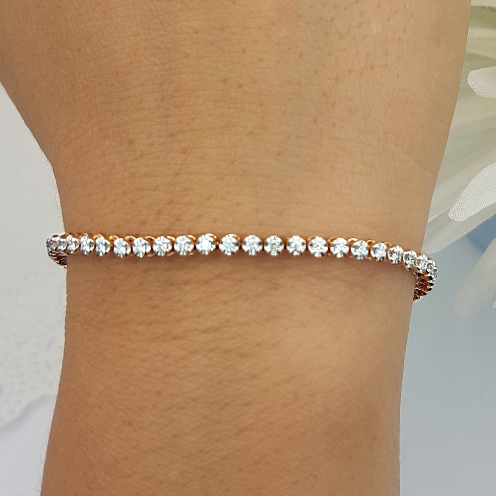 Dazzlingrock Collection Bracciale tennis da donna in oro 10 carati con diamante bianco taglio rotondo da 1 ct