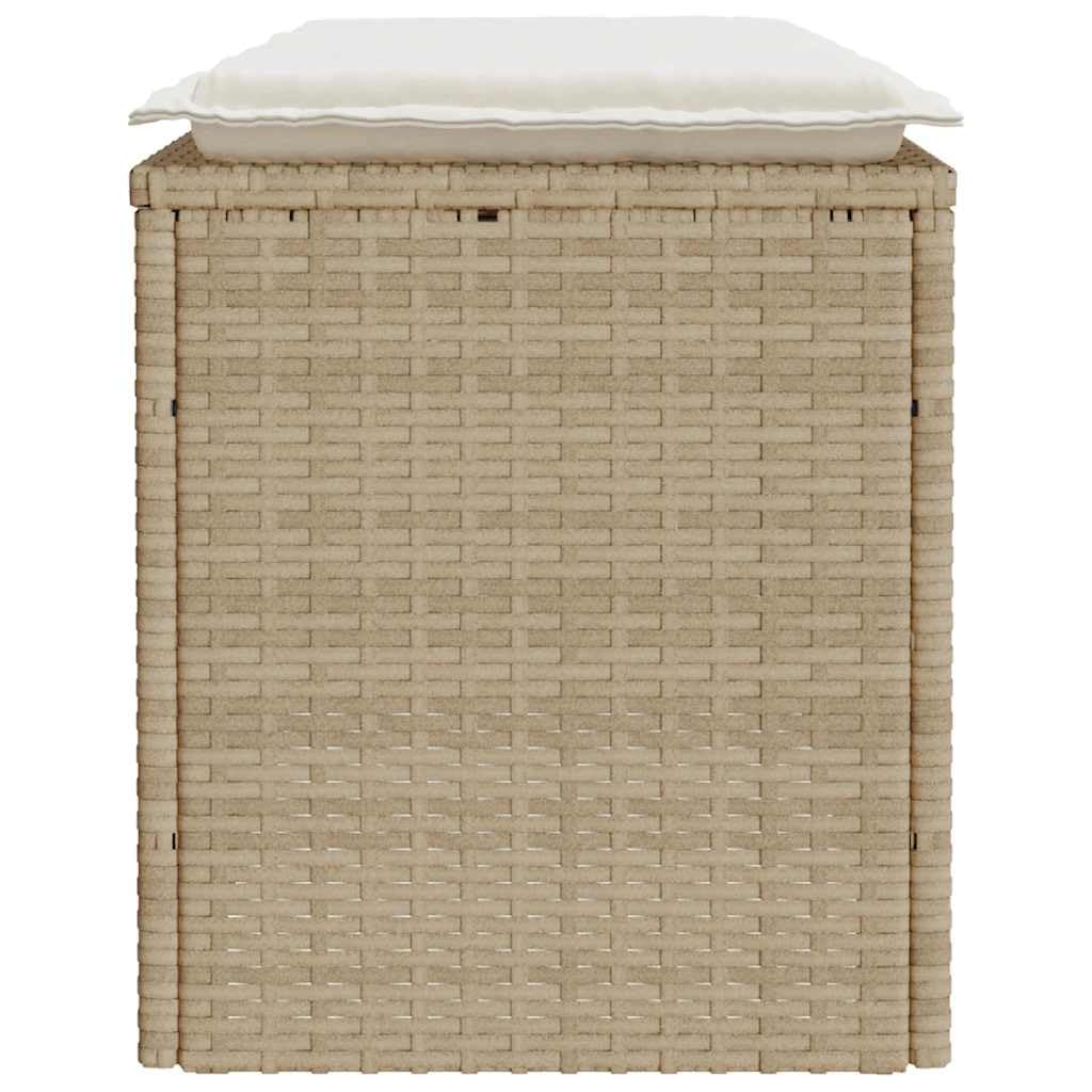 LAPOOH Banco de jardín con cojín ratán sintético Beige 110x40x44 cm, Banco Exterior, Banco Terraza, Banco De Jardin Exterior, Muebles De Exterior Jardin - 4104149