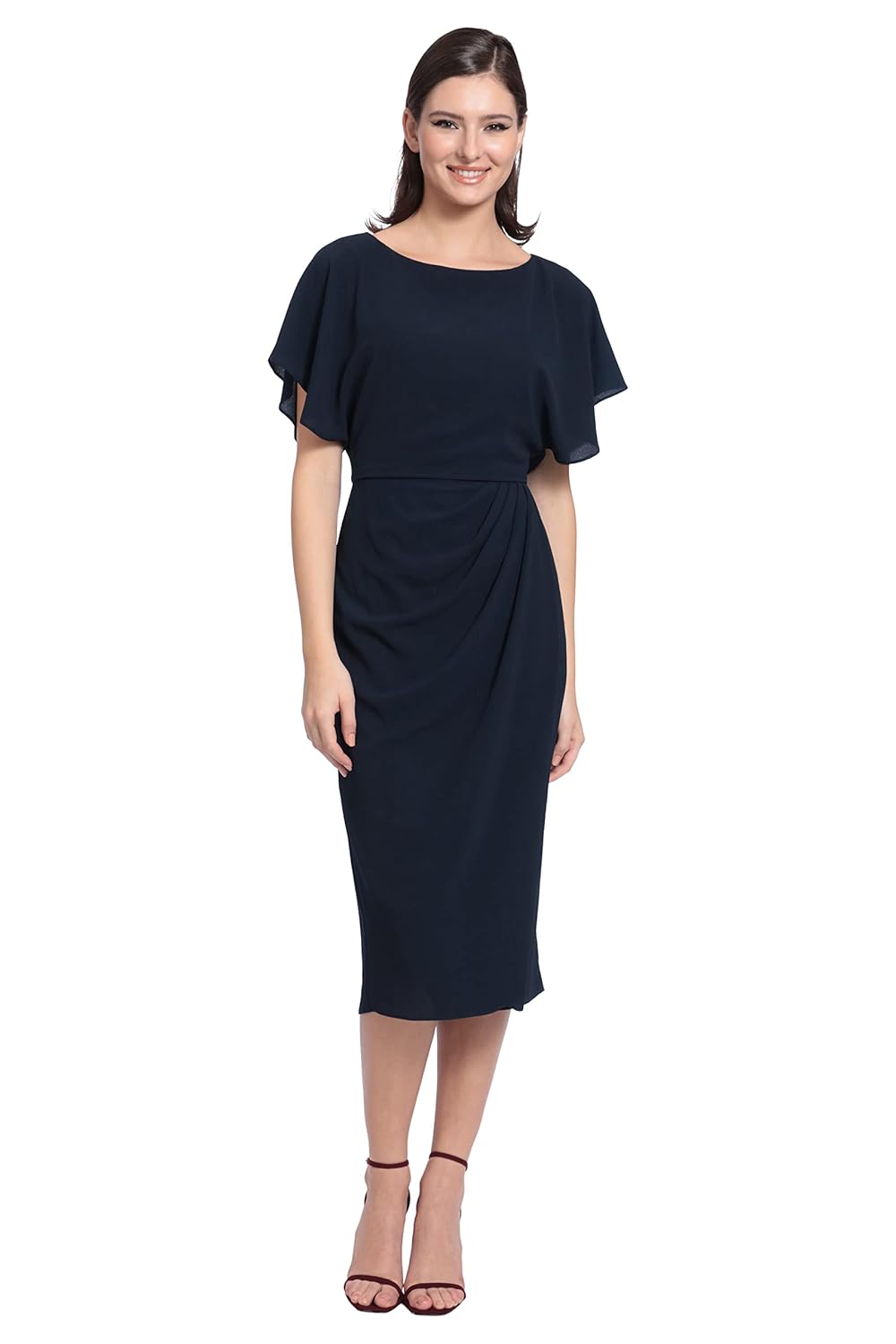 Maggy London Womens Dresses Boat Neck Flutter Sleeve Dress Occasion Event Guest of