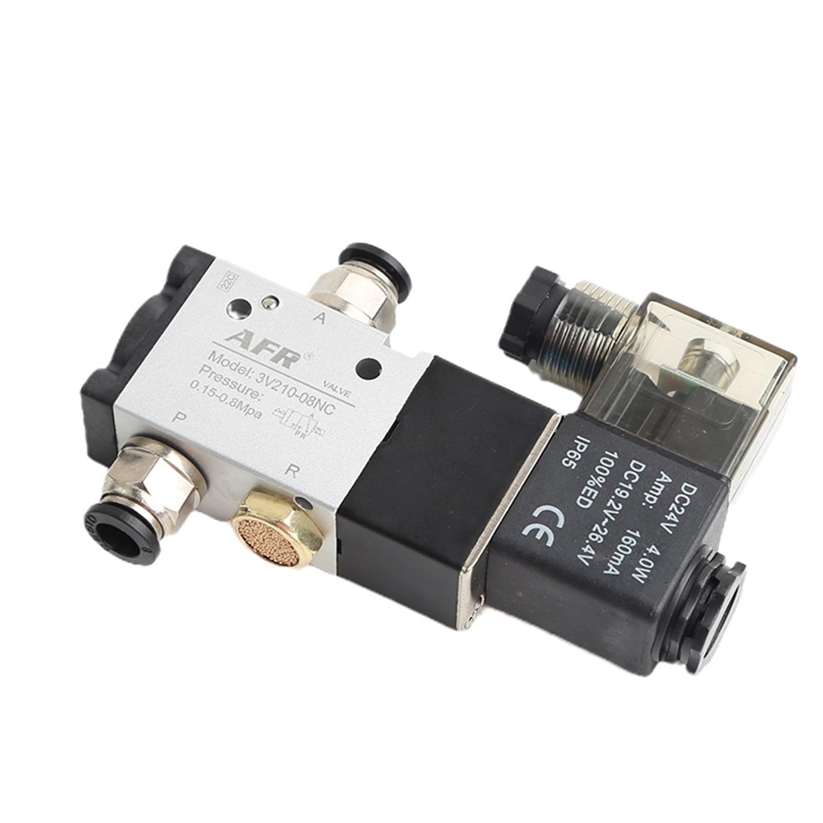 Normalnie zamknięty pneumatyczny zawór elektromagnetyczny 3V210-08-NC DC24V AC220V Normalnie otwarty 3V110-06-NO 3V210-08 3V310-10 3V410-15(3v210-08-no Dc24v, 4mm Fittings)