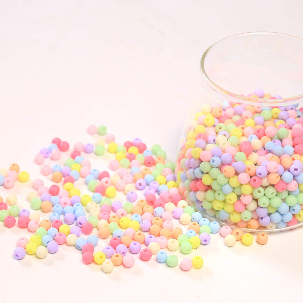 DAHI 1780pcs Matte Round Beads Acrylic Beads Matte Frosted Round Bead Candy Color Frosted Bead for Crafts Jewelry Making(Colorful Matte beads6mm) - Image 4