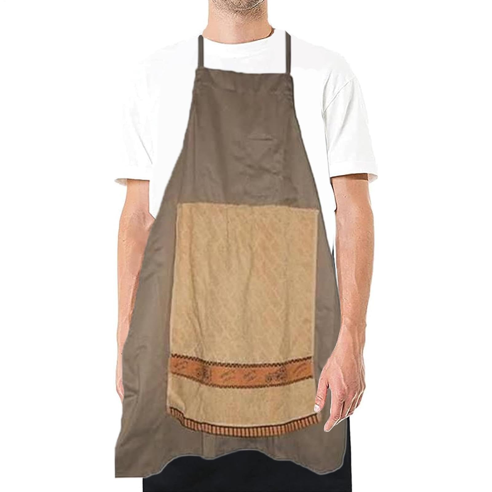 Chef's Prank Apron, 73x67x1cm Prank Apron Hilarious Pranks Aprons Openable Towel Design, Funny Cooking Aprons With Hidden Pocket Adjustable Costume For Father's Day Catering Workshop Holiday Cooking