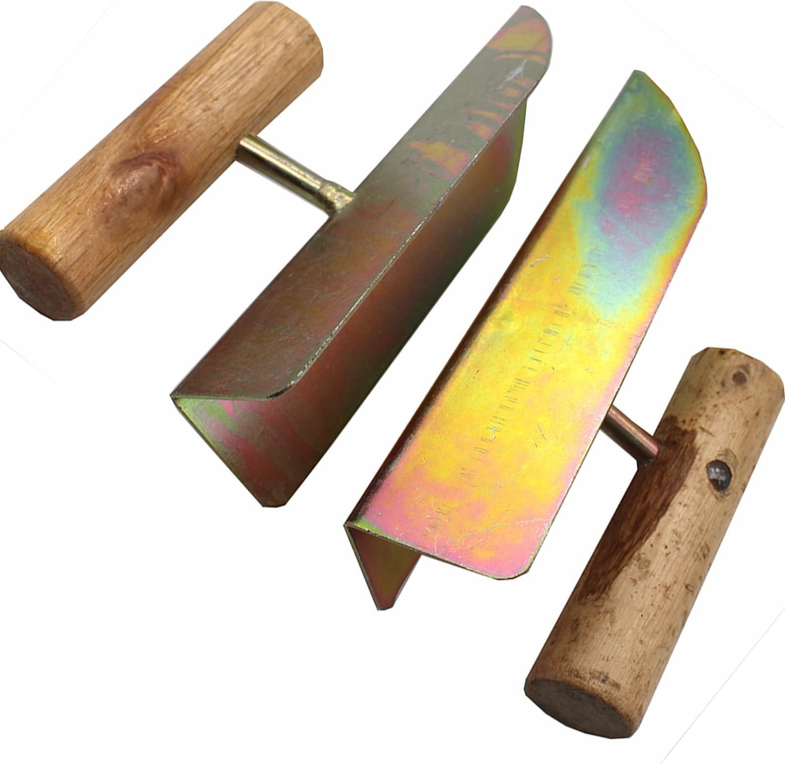 ZENG 2-Pack Carbon Steel Inner/Outer Corner Trowel Set with Wooden Handle - Drywall Right-Angle Tools for Plastering & Edging