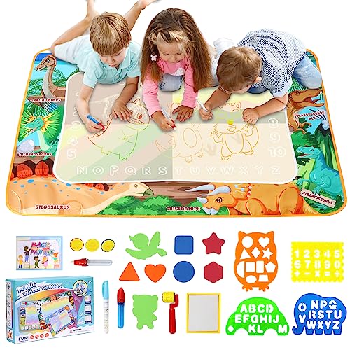 Tapis dessin eau 120x90 cm aqua doodle anti-tache jeux enfants de 1 à 7 ans