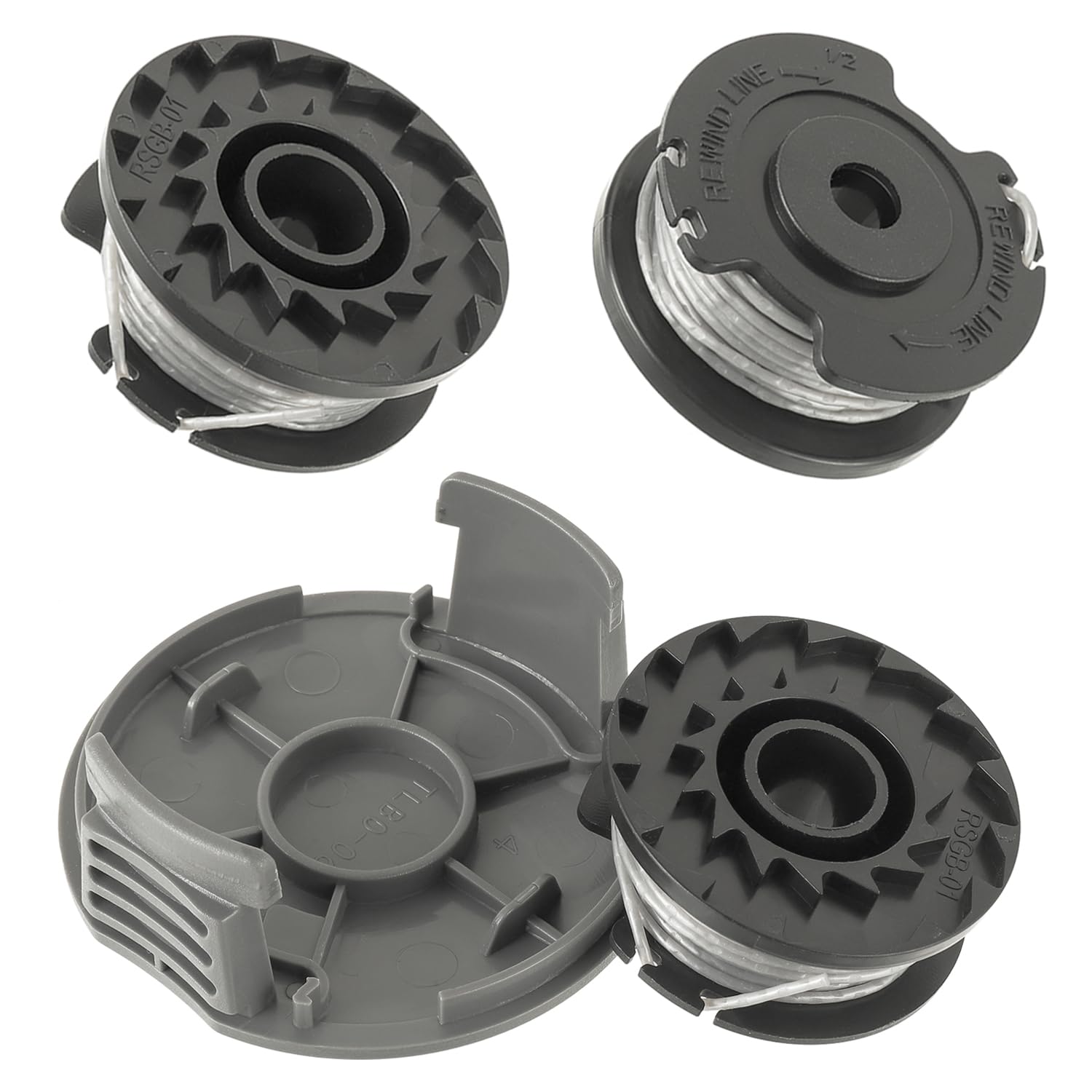 Eplzon F016800569 Strimmer Spool Replacement Φ1.65mm 4.9M, Replacement Spool Compatible With Bosch Easygrasscut 18 23 26 Art 23 Sl 26 Sl Grass Trimmer(3 Spool + 1 Cover)
