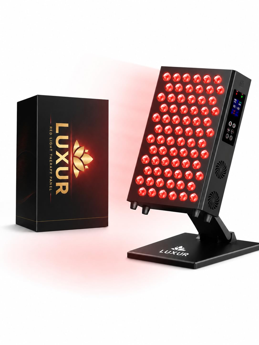 LUXUR® HELIOS S360 PRO Red Light Therapy Panel | Panel światła czerwonego i na podczerwień do terapii, 72 diody LED, 610/630/660 nm + 810/830/850 nm, 150-160 mW/cm², 120 W, 3 tryby, timer 5-60 min
