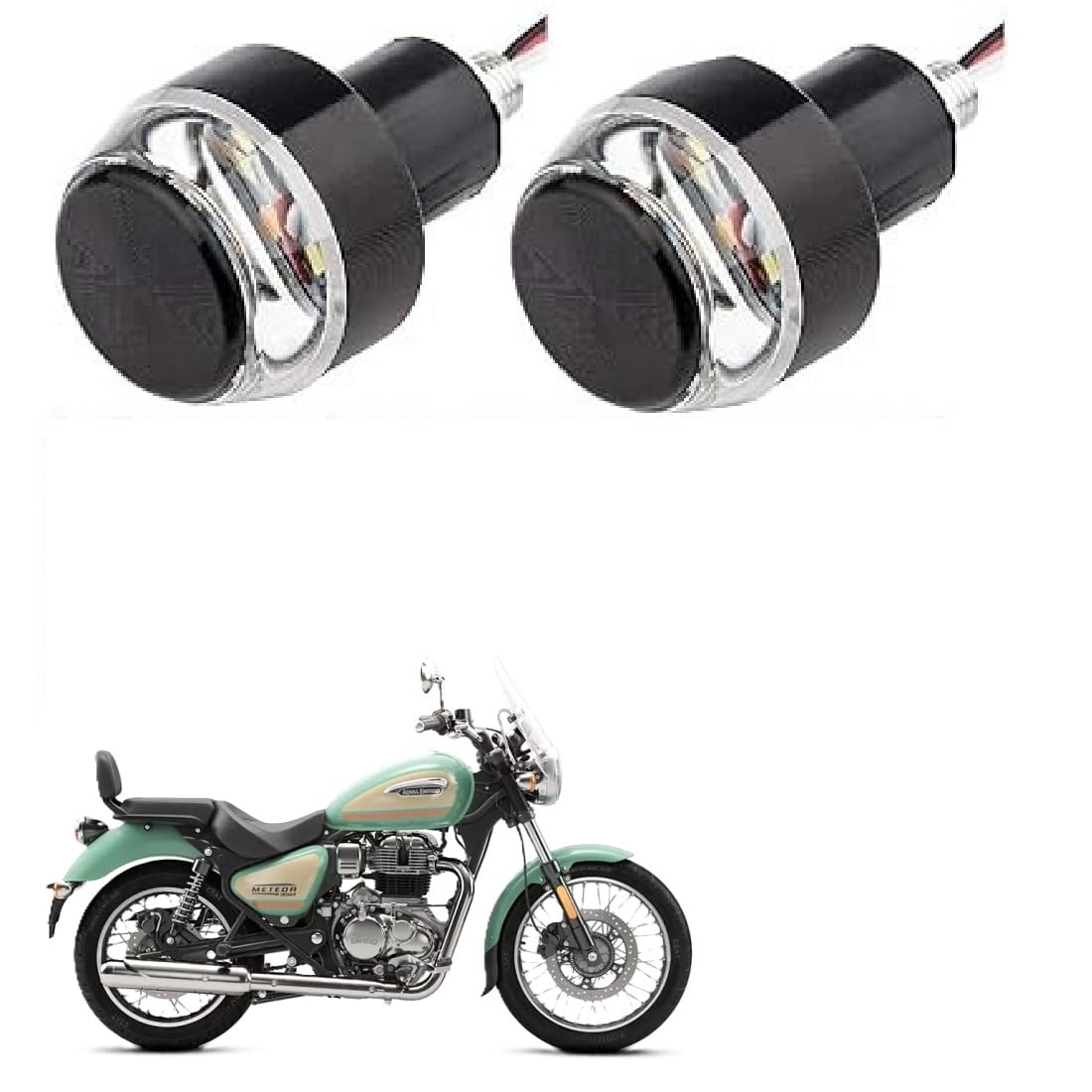 LED Motorcycle Handlebar End Lights | For Meteor 350, White and Blue, (Set of 2)-image-21