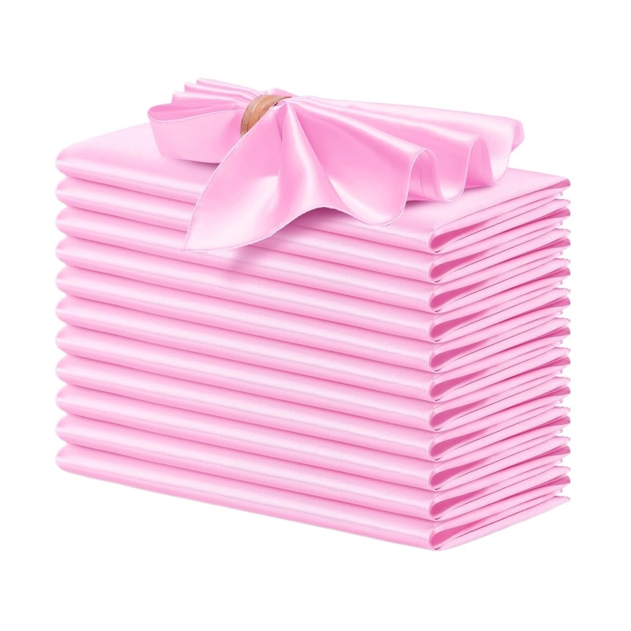 12PCS Pink Satin Napkin 30×30cm Soft Table Napkins For Romantic Weddings Party Dinner Decoration(Pink)