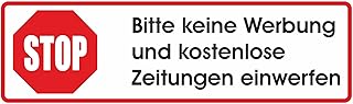 Keine Werbung! 1 weißer Briefkastenaufkleber 70x20 mm - Bitte keine Werbung und kostenlose Zeitungen einwerfen