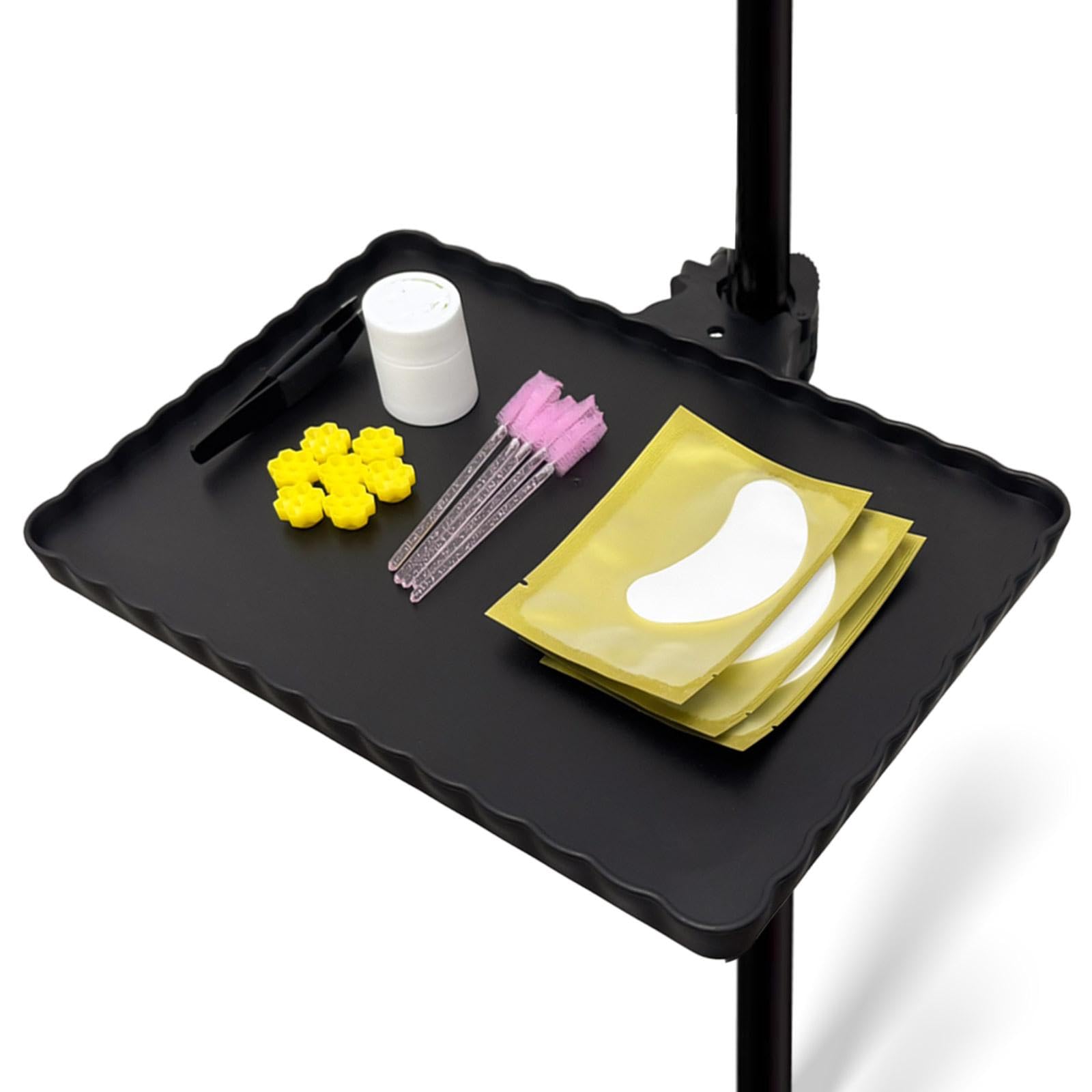 Lash Tray Holder, Lash Organizer for Lash Techs & Drawing, Lash Tech Suppliesr for Artists, Lash Trays Holder for Salon or Homes Use, Lash Trays for Lash Extensionn, Clamp Shelf Black (10.5 x 8Inch)
