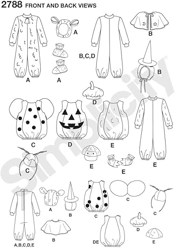 Miniatura 2 de Simplicity 2788 Patrón de costura de cordero, pollito, bruja, calabaza y dama para niños pequeños, disfraz de Halloween, tallas A 12-4