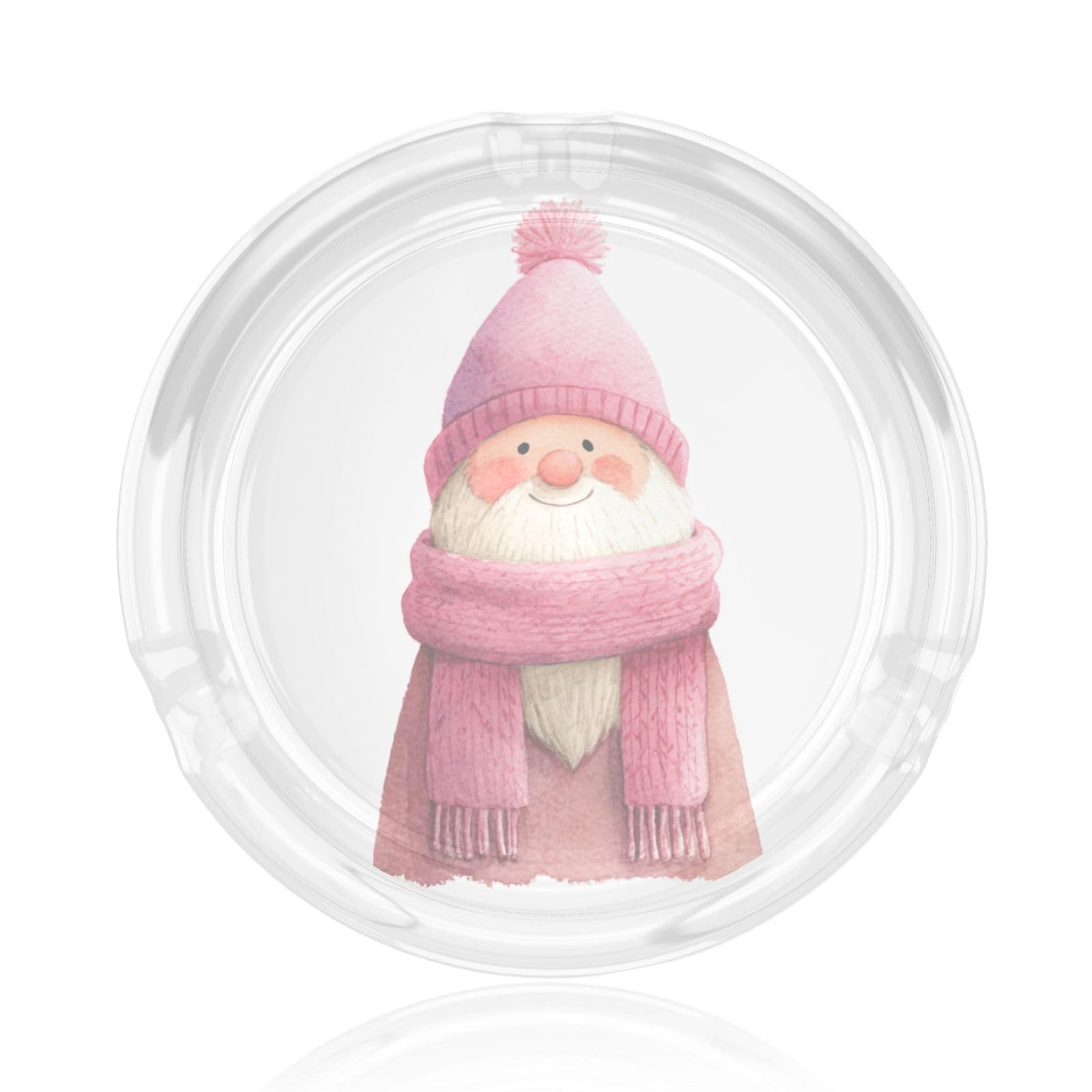 Cute Dwarf Wearing A Pink Knitted Hat Watercolor Glass Ashtray For Cigarettes Ash Trays Case For Home Office Decor