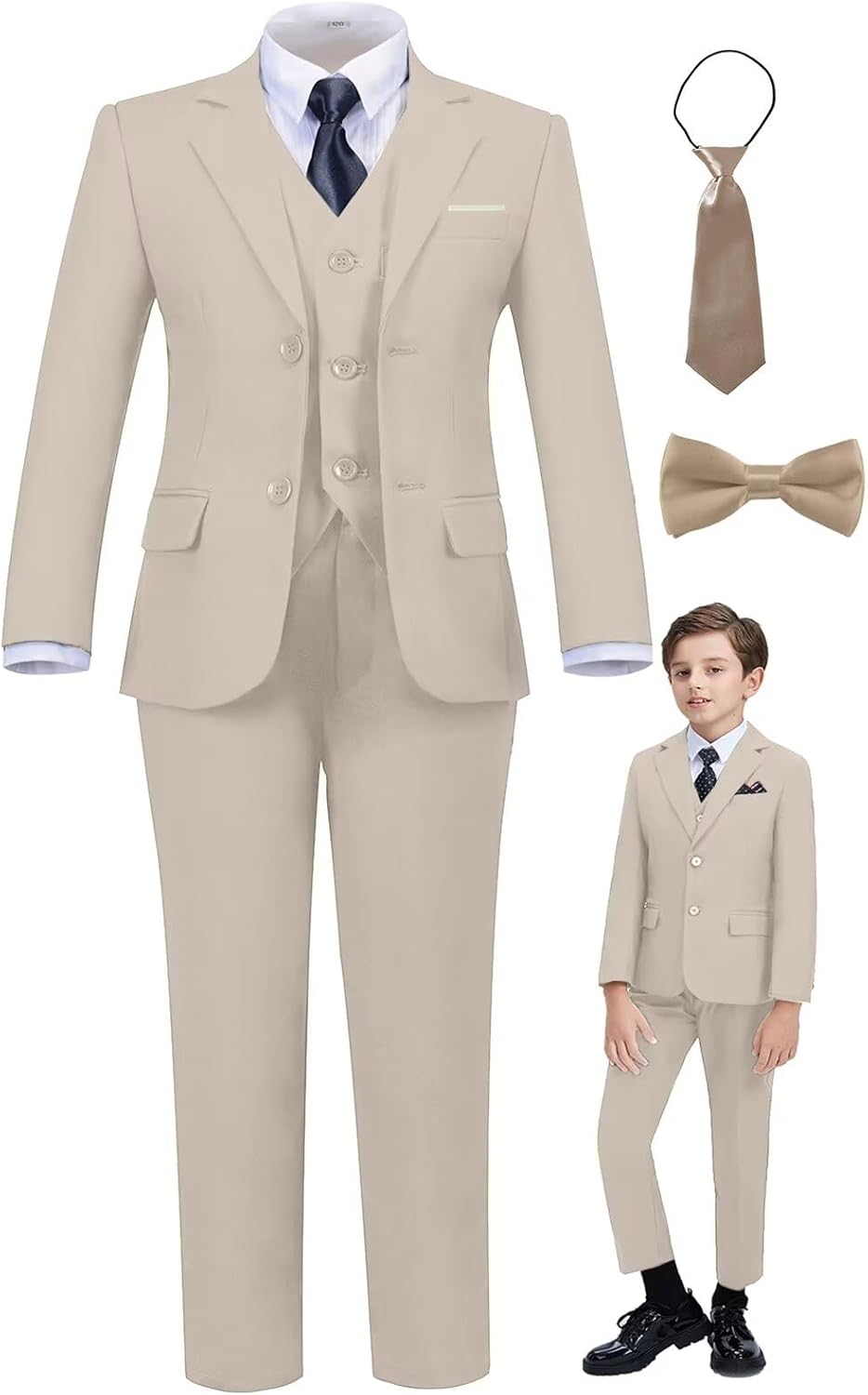 Boys Suit Set Slim Fit Kids Formal Suits Toddler Tuxedo Wedding Prom Classic Suits for Boy Teen Black Blue Dress Outfit