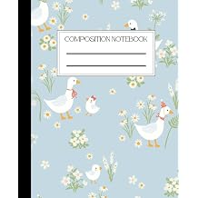 Composition Notebook, Wide Ruled Composition, Blue Cute Goose Cover Notepad Lined Notebook Journal Notebooks for School Supplies Notes Taking Writing, ... And Adults 7.5 x 9.25 in With 110 Pages