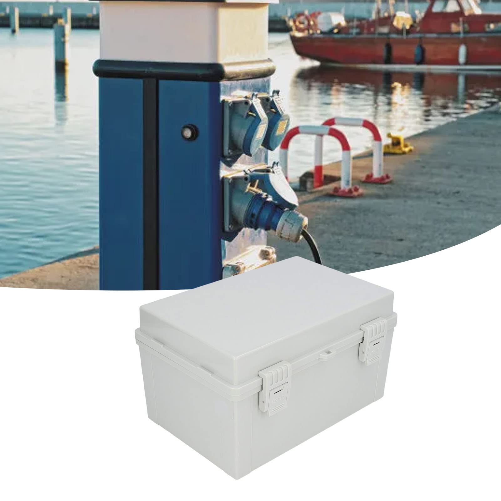 Graue Klappabdeckung für Elektro-Verteilerkasten, IP67 wasserdichter Projektbox, wasserdichte ABS-Gehäuse mit leicht zu öffnenden Clips für Outdoor-DIY-Elektronik und Garten
